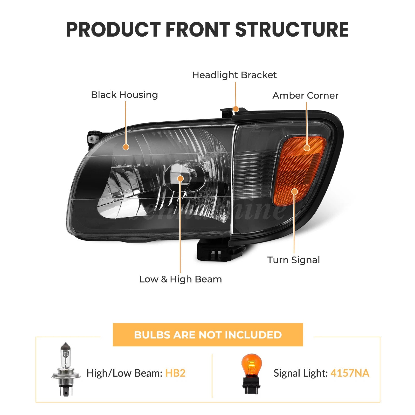 Tacoma 01-04 Faros Delanteros Black Housing